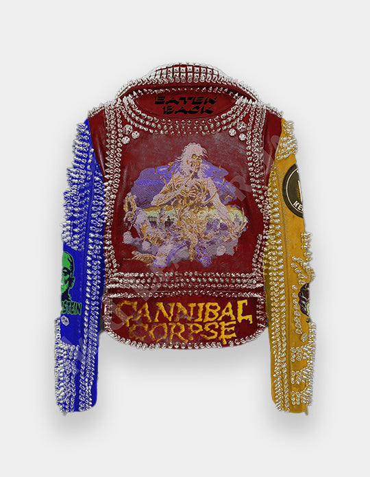 Bride of Frankenstein Gothic Patches Jacket, Steampunk Studded with Dead Kennedy, Punk Rock Biker's Handmade Fashion, Spike Leather Jacket,